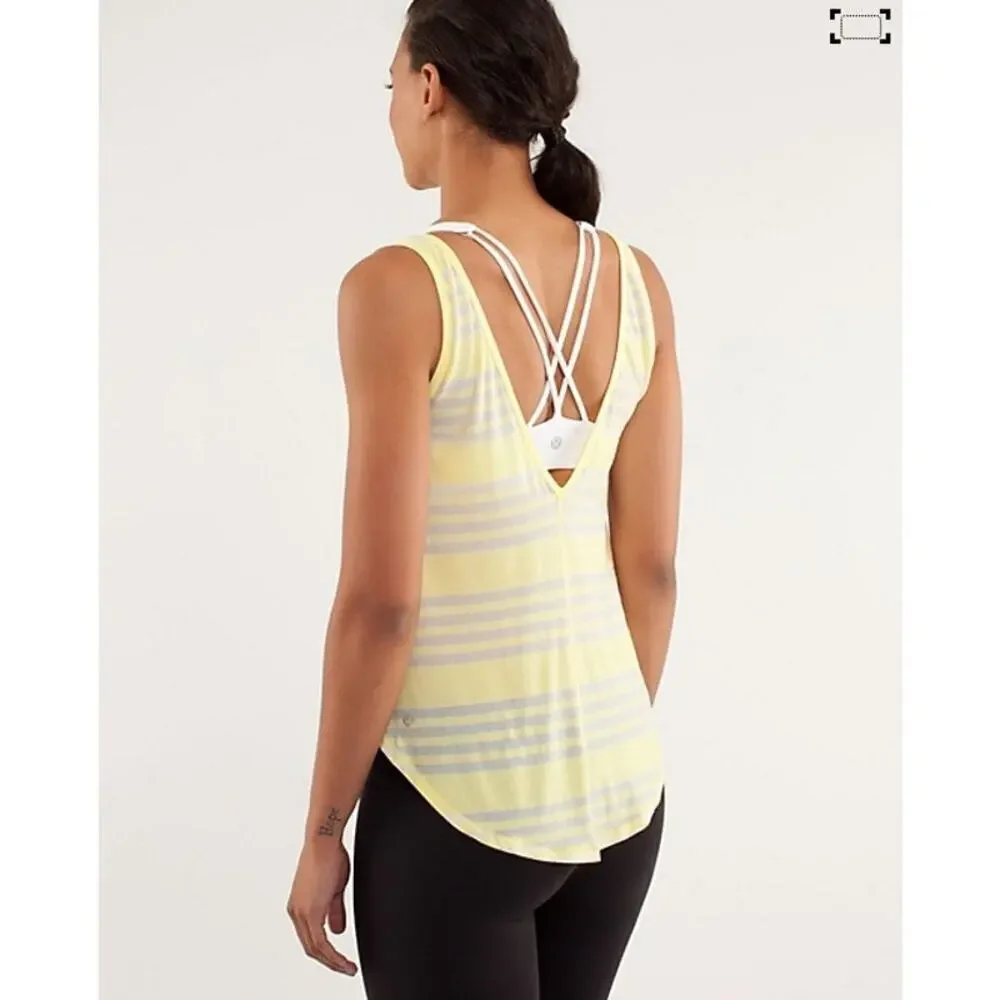 Lululemon Burn It Out Tank Ocean Stripe Mellow Lemon
